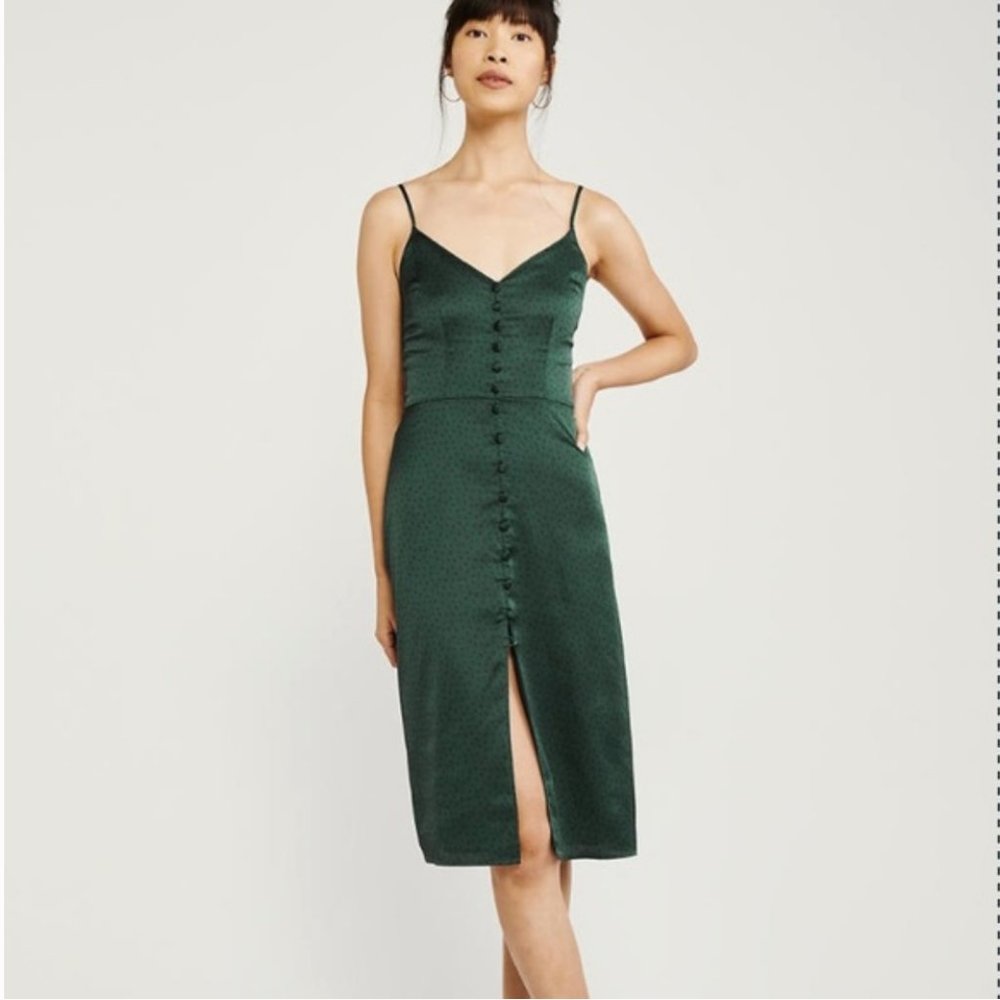 NWT Abercrombie & Fitch Satin Midi Button-Through Dress